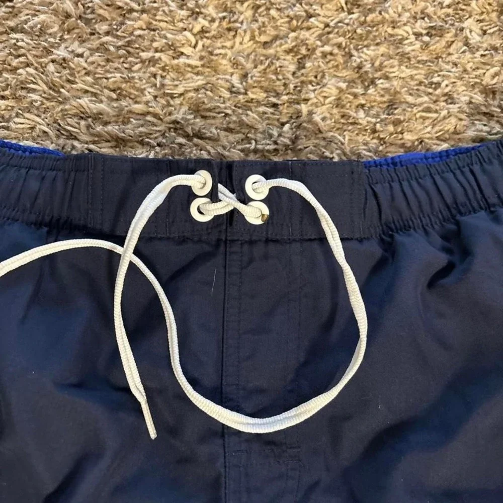 VINTAGE Nike Swim Trunks Mens Medium Blue Black Spell Swim TrunksY2K - Picture 3 of 7